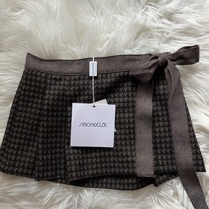 Simonetta houndstooth pleat skirt